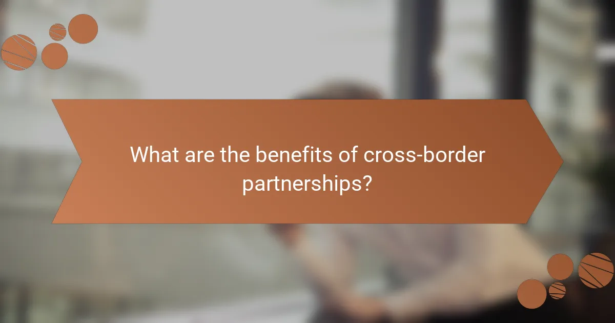 What are the benefits of cross-border partnerships?